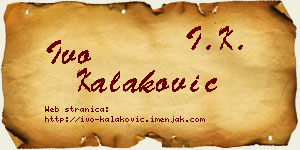 Ivo Kalaković vizit kartica